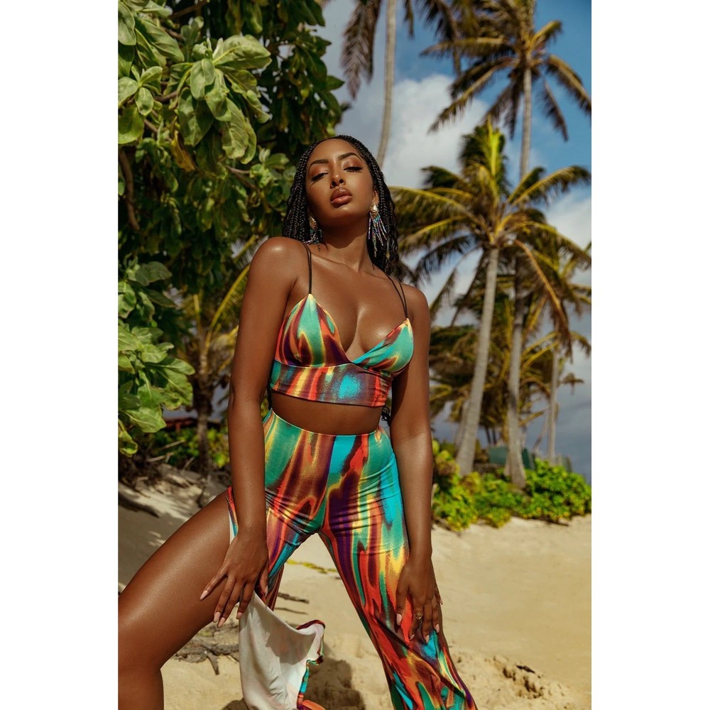 Colorful Set wide legs with slits